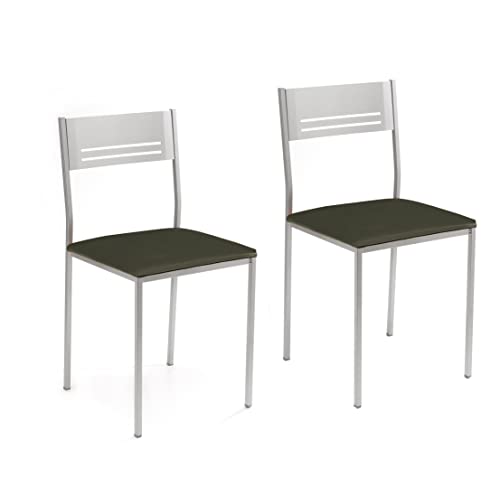 ASTIMESA SCACGR Zwei Küchenstühle, Metall Aluminium Kunstleder, Graphitgrau, Altura de asiento 45 cms von ASTIMESA