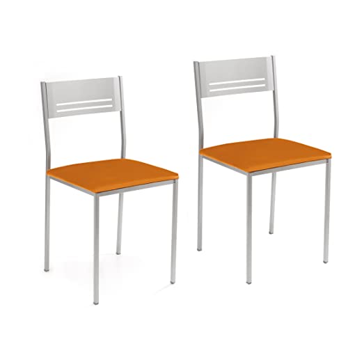 ASTIMESA SCACNA Zwei Küchenstühle, Metall Aluminium Kunstleder, orange, Altura de asiento 45 cms von ASTIMESA