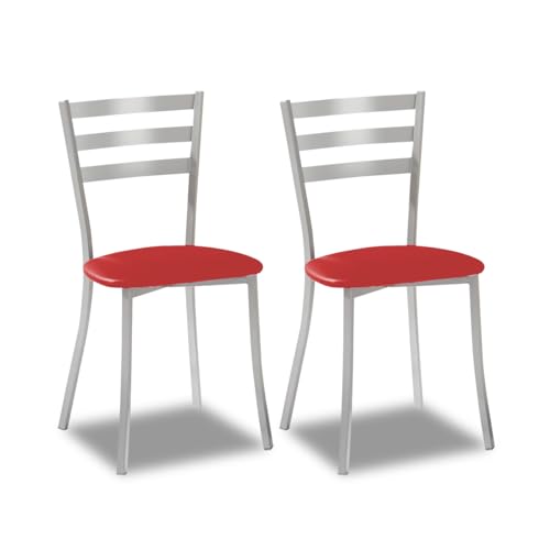 ASTIMESA SCALMRO Zwei Küchenstühle, Metall Aluminium Kunstleder, rot, Altura de asiento 45 cms von ASTIMESA