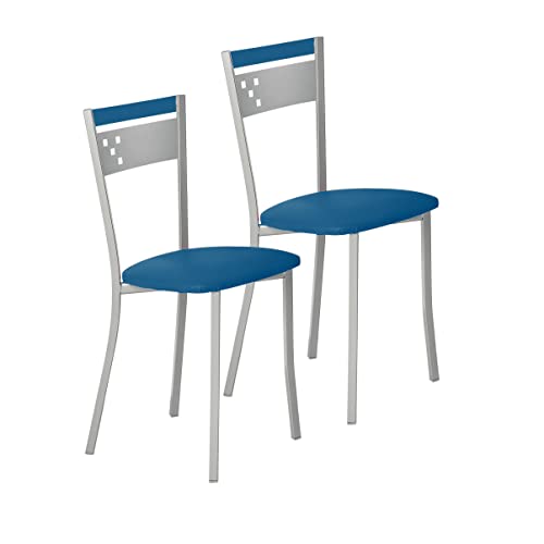 ASTIMESA SCCABAZ Zwei Küchenstühle, Metall Kunstleder Aluminium, blau, Altura de asiento 45 cms von ASTIMESA