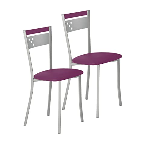 ASTIMESA SCCABBJ Zwei Küchenstühle, Metall Aluminium Kunstleder, aubergine, Altura de asiento 45 cms von ASTIMESA