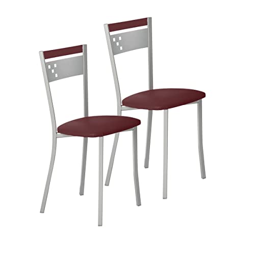 ASTIMESA SCCABBU Zwei Küchenstühle, Metall, Bordeaux, Sitzhöhe 45 cm von ASTIMESA
