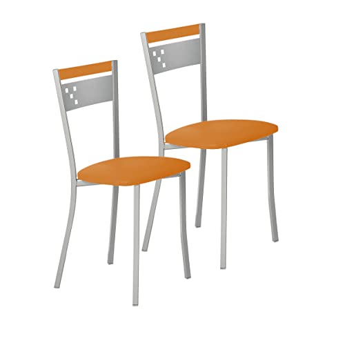 ASTIMESA SCCABNA Zwei Küchenstühle, Metall Kunstleder Aluminium, orange, Altura de asiento 45 cms von ASTIMESA