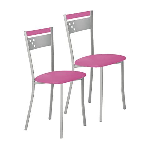 ASTIMESA SCCABRS Zwei Küchenstühle, Metall Kunstleder Aluminium, Rosa, Altura de asiento 45 cms von ASTIMESA