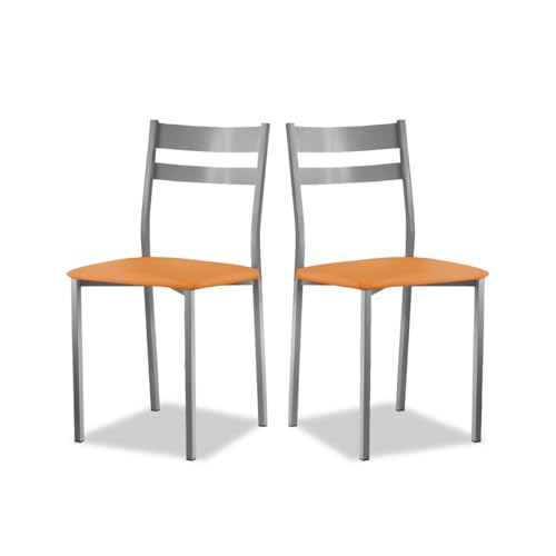 ASTIMESA SCFRNA Zwei Küchenstühle, Metall Kunstleder Aluminium, orange, Altura de asiento 45 cms von ASTIMESA