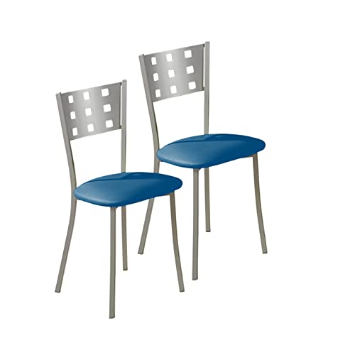 ASTIMESA SCMCAZ Zwei Küchenstühle, Metall, Blau, Sitzhöhe 45 cm von ASTIMESA