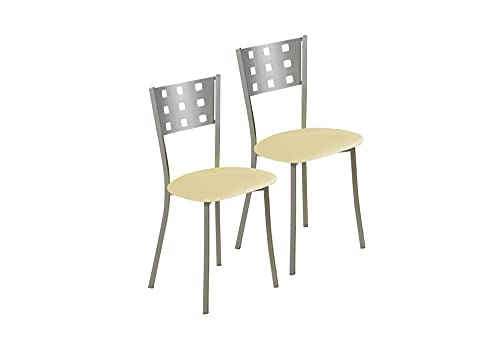 ASTIMESA SCMCBE Zwei Küchenstühle, Metall, beige, Altura de asiento 45 cms von ASTIMESA