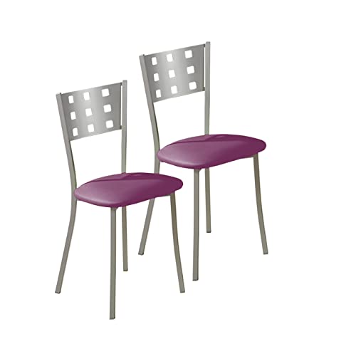 ASTIMESA SCMCBJ Zwei Küchenstühle, Metall Aluminium Kunstleder, aubergine, Altura de asiento 45 cms von ASTIMESA