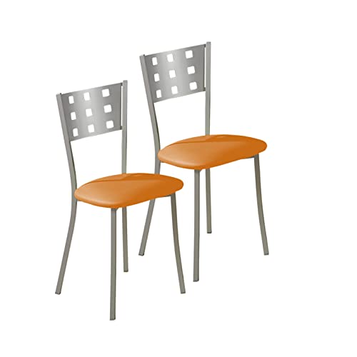 ASTIMESA SCMCNA Zwei Küchenstühle, Metall Aluminium Kunstleder, orange, Altura de asiento 45 cms von ASTIMESA