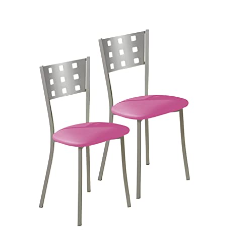 ASTIMESA SCMCRS Zwei Küchenstühle, Metall Aluminium Kunstleder, Rosa, Altura de asiento 45 cms von ASTIMESA