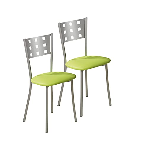 ASTIMESA SCMCVE Zwei Küchenstühle, Metall Kunstleder Aluminium, grün, Altura de asiento 45 cms von ASTIMESA