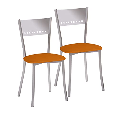 ASTIMESA SCOBNA Zwei Küchenstühle, Metall Aluminium Kunstleder, orange, Altura de asiento 45 cms von ASTIMESA