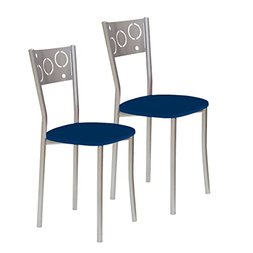 ASTIMESA SCPRAZ Zwei Küchenstühle, Metall Aluminium Kunstleder, blau, Altura de asiento 45 cms von ASTIMESA