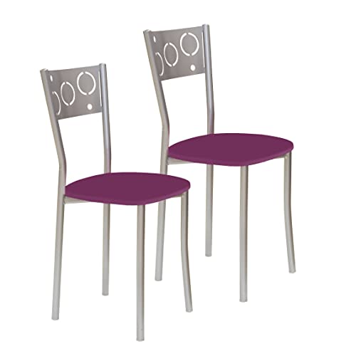 ASTIMESA SCPRBJ Zwei Küchenstühle, Metall Aluminium Kunstleder, aubergine, Altura de asiento 45 cms von ASTIMESA