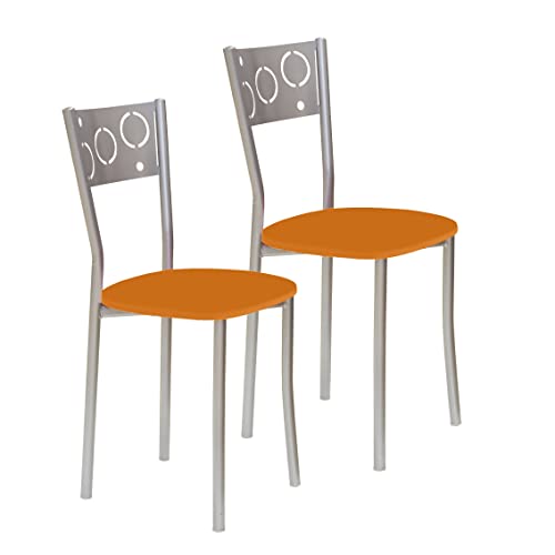 ASTIMESA SCPRNA Zwei Küchenstühle, Metall Kunstleder Aluminium, orange, Altura de asiento 45 cms von ASTIMESA