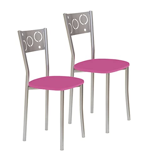 ASTIMESA SCPRRS Zwei Küchenstühle, Metall Aluminium Kunstleder, Rosa, Altura de asiento 45 cms von ASTIMESA