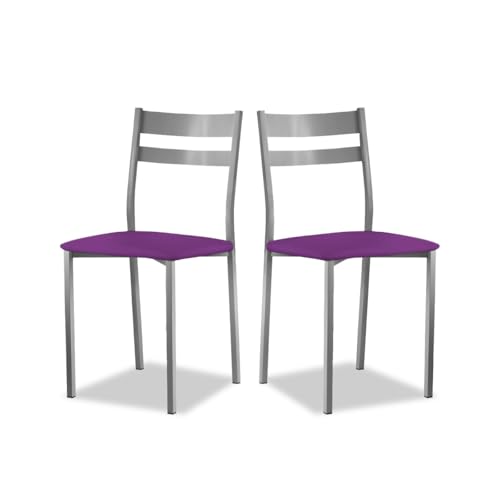 ASTIMESA SCRFBJ Zwei Küchenstühle, Metall Kunstleder Aluminium, aubergine, Altura de asiento 45 cms von ASTIMESA