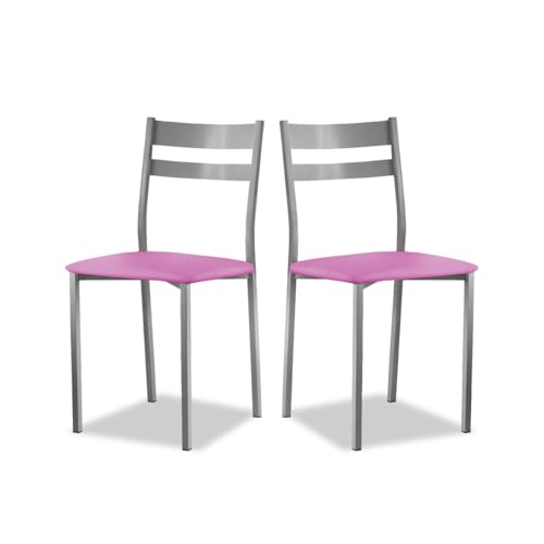 ASTIMESA SCRFRS Zwei Küchenstühle, Metall Kunstleder Aluminium, Rosa, Altura de asiento 45 cms von ASTIMESA