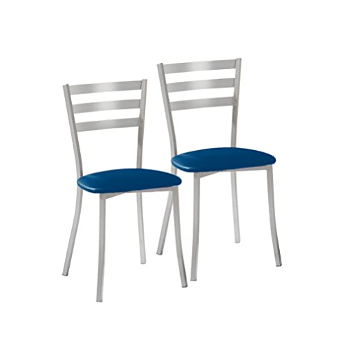 ASTIMESA SCRRAZ Zwei Küchenstühle, Metall Aluminium Kunstleder, blau, Altura de asiento 45 cms von ASTIMESA