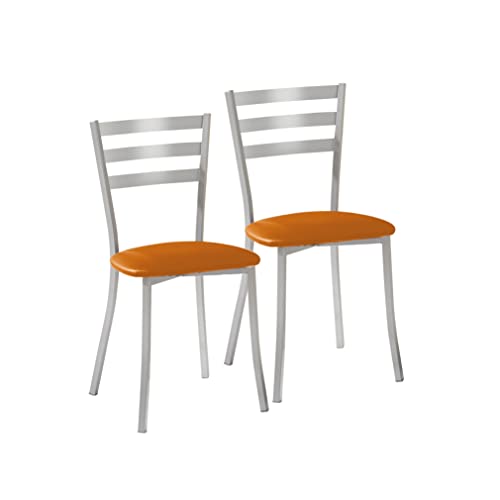 ASTIMESA SCRRNA Zwei Küchenstühle, Metall Kunstleder Aluminium, orange, Altura de asiento 45 cms von ASTIMESA