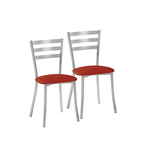 ASTIMESA SCRRRO Zwei Küchenstühle, Metall, rot, Altura de asiento 45 cms von ASTIMESA