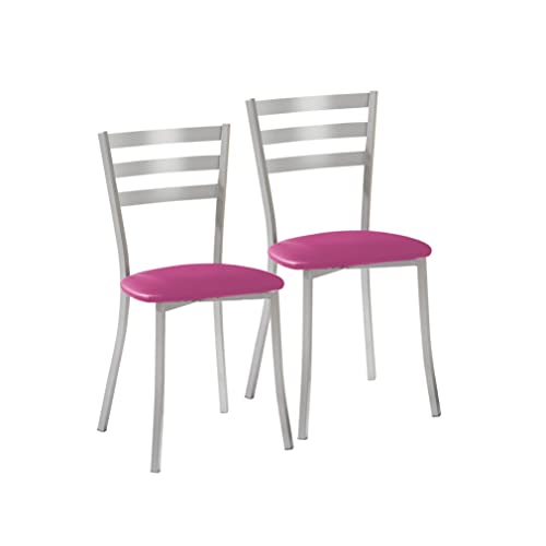 ASTIMESA SCRRRS Zwei Küchenstühle, Metall Kunstleder Aluminium, Rosa, Altura de asiento 45 cms von ASTIMESA