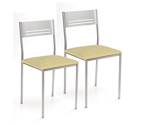 ASTIMESA Zwei Küchenstühle aus Metall, quadratisch, Kunstleder, Beige ASTIMESA Zwei Küchenstühle aus Metall, quadratisch, Kunstleder, Beige von ASTIMESA