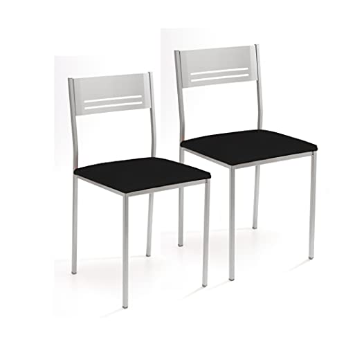 ASTIMESA Zwei Küchenstühle aus Metall, quadratisch, Kunstleder, Schwarz von ASTIMESA