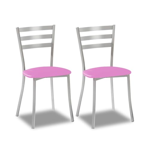 ASTIMESA Skalmrs Zwei Küchenstühle, Metall Aluminium Kunstleder, Rosa, Altura de asiento 45 cms von ASTIMESA