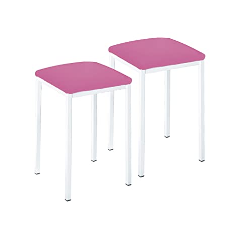 ASTIMESA TACUBL Zwei Küchenhocker, quadratisch, Kunstleder, Rosa, Gestell aus Aluminium, Sitzhöhe: 45 cm von ASTIMESA