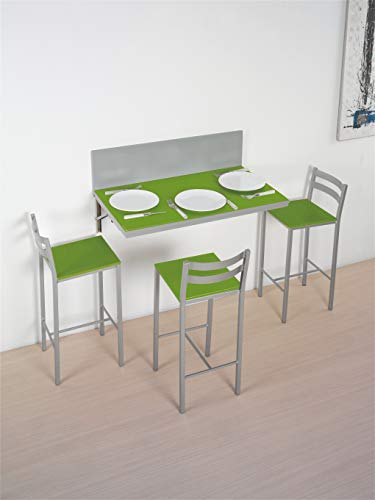 ASTIMESA wandtisch kuechentisch, Metall Glas Holz, grün, 90x50 cms ó 90x30 cms von ASTIMESA