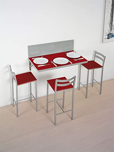 ASTIMESA wandtisch kuechentisch, Metall Glas Holz, rot, 90x50 ó 90x30 cms von ASTIMESA