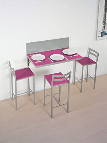 ASTIMESA Wandtisch Küchentisch, Metall Glas Holz, Fuchsia, 90x50 ó 90x30 cms von ASTIMESA