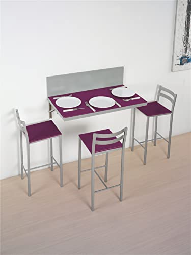ASTIMESA Wandtisch Küchentisch, Metall Glas Holz, aubergine, 90x50 cms ó 90x30 cms von ASTIMESA