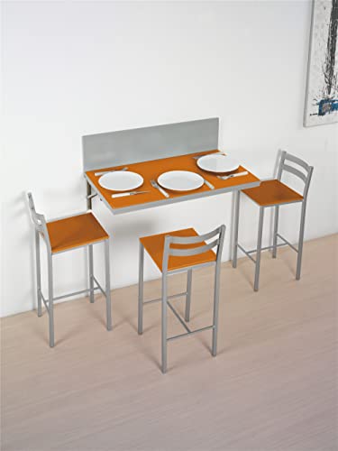 ASTIMESA Wandtisch Küchentisch, Metall Glas Holz, orange, 90x50 cms ó 90x30 cms von ASTIMESA