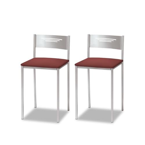 ASTIMESA Zwei Küchenhocker mit Rückenlehne Kunstleder Bordeaux, Sitzhöhe 45 cm von ASTIMESA