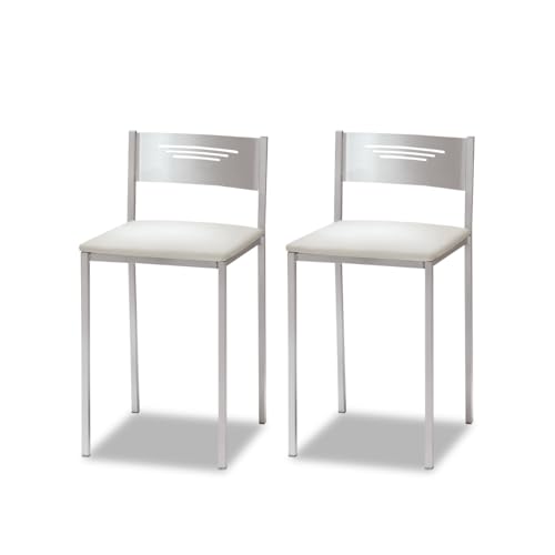 ASTIMESA Zwei Küchenhocker mit Rückenlehne Kunstleder beige Sitzhöhe 45 cm von ASTIMESA