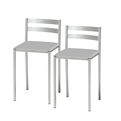 ASTIMESA Zwei Küchenstuhl, Metall Kunstleder, grau, Altura de asiento: 45 cms von ASTIMESA