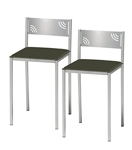 ASTIMESA Zwei Küchenstuhl, Metall Kunstleder, Graphitgrau, Altura de asiento: 45 cms von ASTIMESA