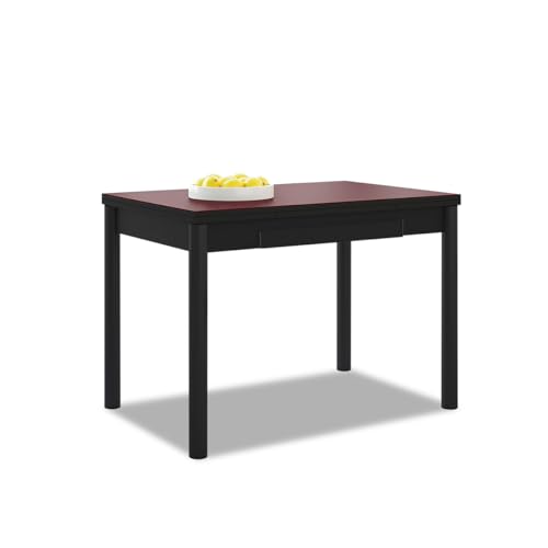 ASTIMESA Ausziehbarer Küchentisch, schwarzes Gestell, Bordeaux, ideal für kleine Räume, 90 x 50 cm, ausziehbar 140 x 50 cm von ASTIMESA