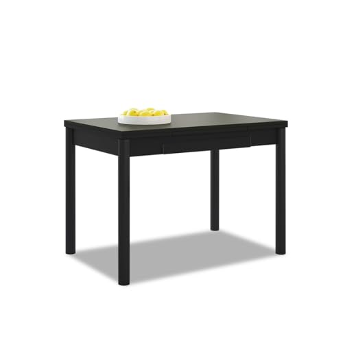 ASTIMESA Ausziehbarer Küchentisch, schwarzes Gestell, graphitfarben, ideal für kleine Räume, 90 x 50 cm, ausziehbar 140 x 50 cm von ASTIMESA