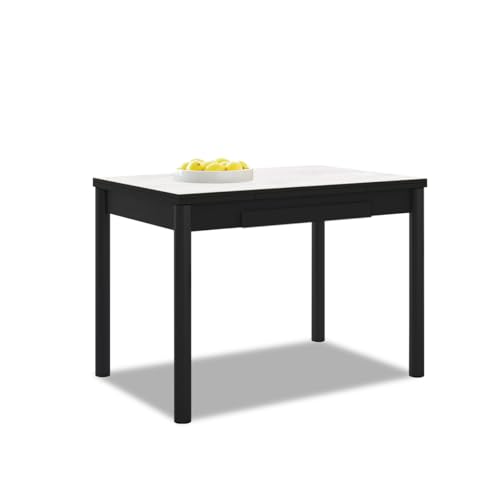ASTIMESA Ausziehbarer Küchentisch, Schwarze Struktur, laminierte Platte, Farbe: Boreal, ideal für kleine Räume, 90 x 50 cm, ausziehbar 140 x 50 cm von ASTIMESA
