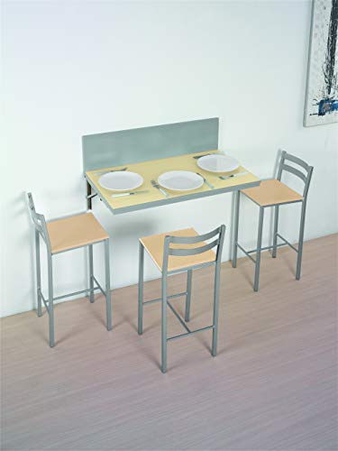 ASTIMESA wandtisch kuechentisch, Metall Glas Holz, Beige, 90x50 ó 90x30 cms von ASTIMESA