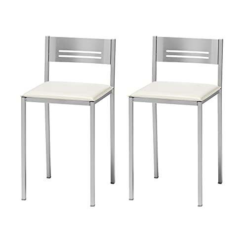 ASTIMESA Zwei Küchenhocker mit Rückenlehne aus Kunstleder, weiß, Sitzhöhe 45 cm (TABCRBL) von ASTIMESA