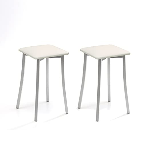 ASTIMESA TABPIBL Zwei Küchenhocker, Design aus Kunstleder, Weiß, Sitzhöhe 45 cm von ASTIMESA