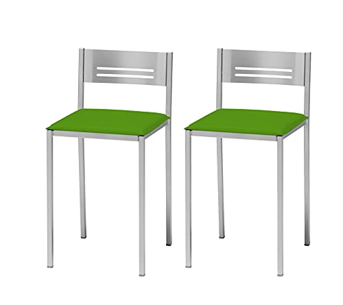 ASTIMESA Zwei Küchenhocker mit Rückenlehne aus Kunstleder, grün, Sitzhöhe 45 cm. von ASTIMESA