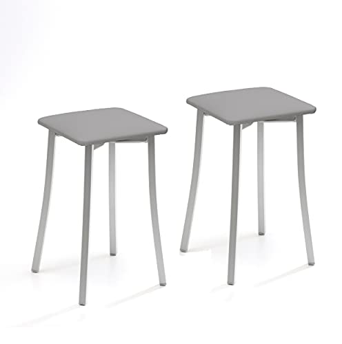 ASTIMESA Zwei Küchenhocker, Design und Kunstleder, grau, Sitzhöhe 45 cm. von ASTIMESA
