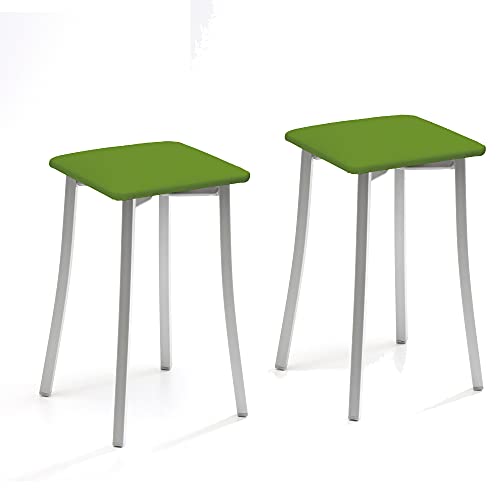 ASTIMESA Zwei Küchenhocker mit Beinen aus Kunstleder, Grün von ASTIMESA