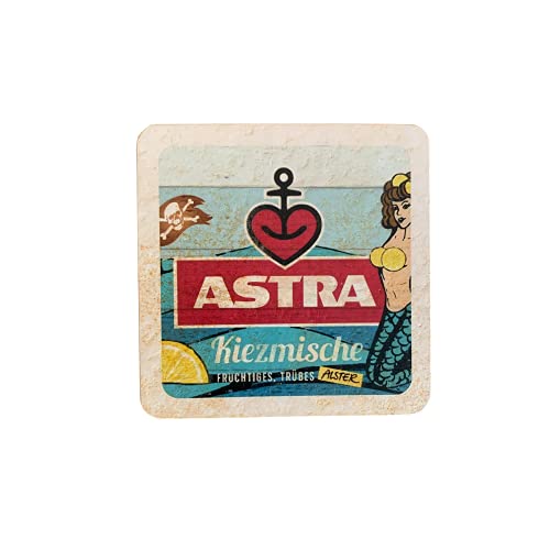 ASTRA Bier Naturstein Untersetzer Bieruntersetzer Bierdeckel mit Original Astra-Etiketten, Geschenkidee aus St. Pauli (Kiezmische) von ASTRA