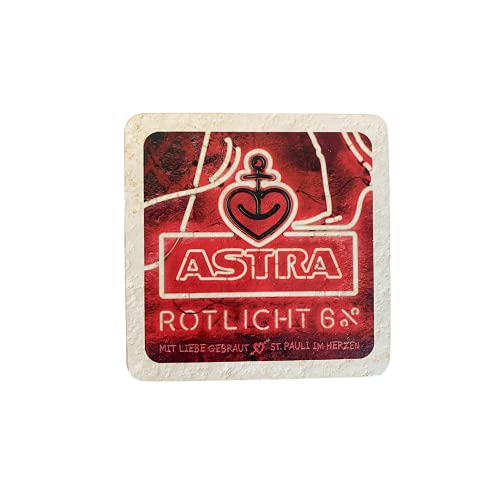 ASTRA Bier Naturstein Untersetzer Bieruntersetzer Bierdeckel mit Original Astra-Etiketten, Geschenkidee aus St. Pauli (Rotlicht) von ASTRA